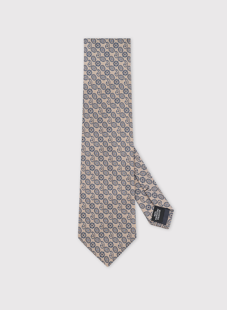 Beżowy krawat w mikrowzór