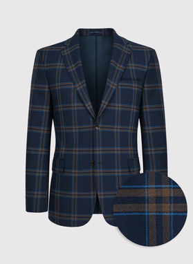Granatowa marynarka garniturowa w kratę