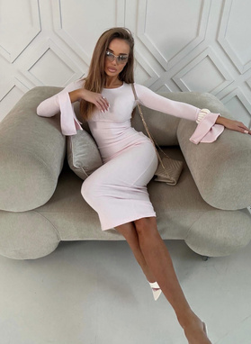 Sukienka damska dzwonek pudrowy róż