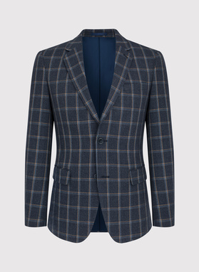 Granatowa casualowa marynarka męska w kratę