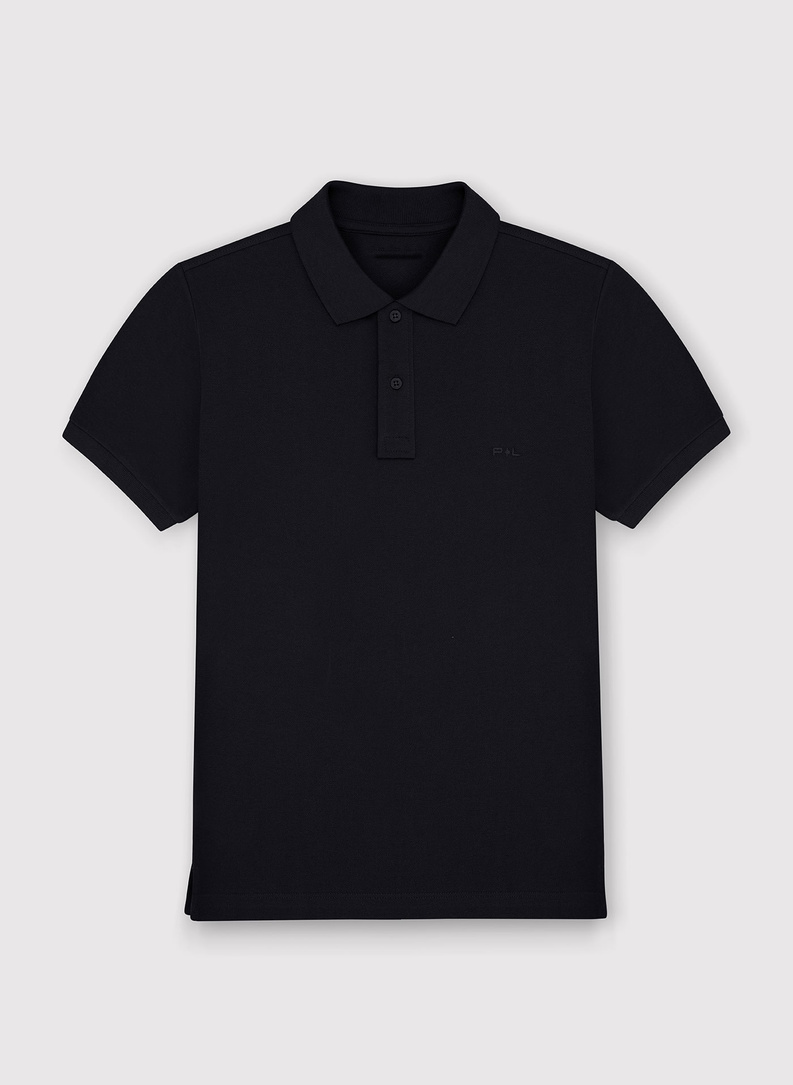 Gładki T-shirt polo w kolorze czarnym