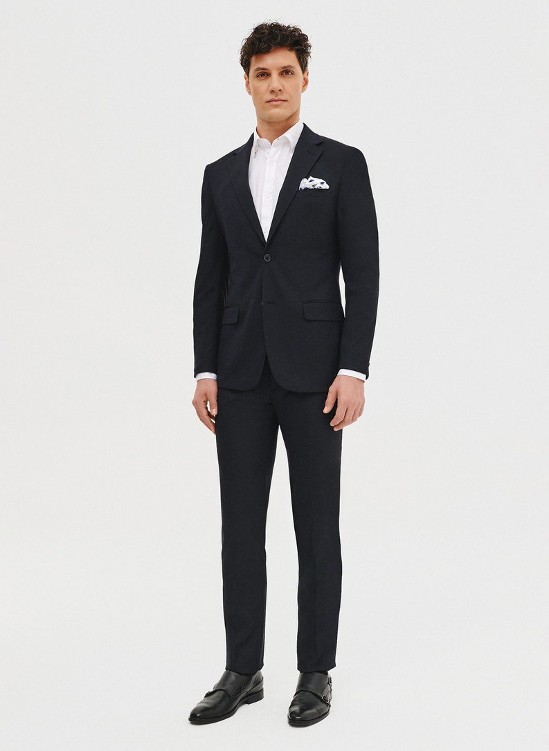 Granatowe spodnie garniturowe