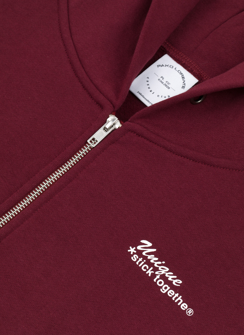 Bluza rozpinana z kapturem bordowa C21WF-2R-003-D