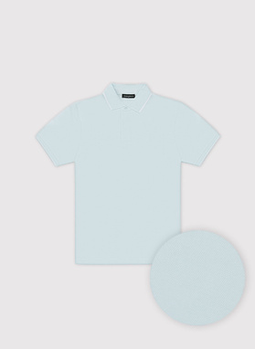 Turkusowy t-shirt polo z bawełną