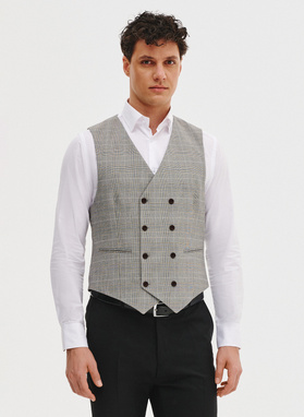 Dwurzędowa kamizelka w kratę