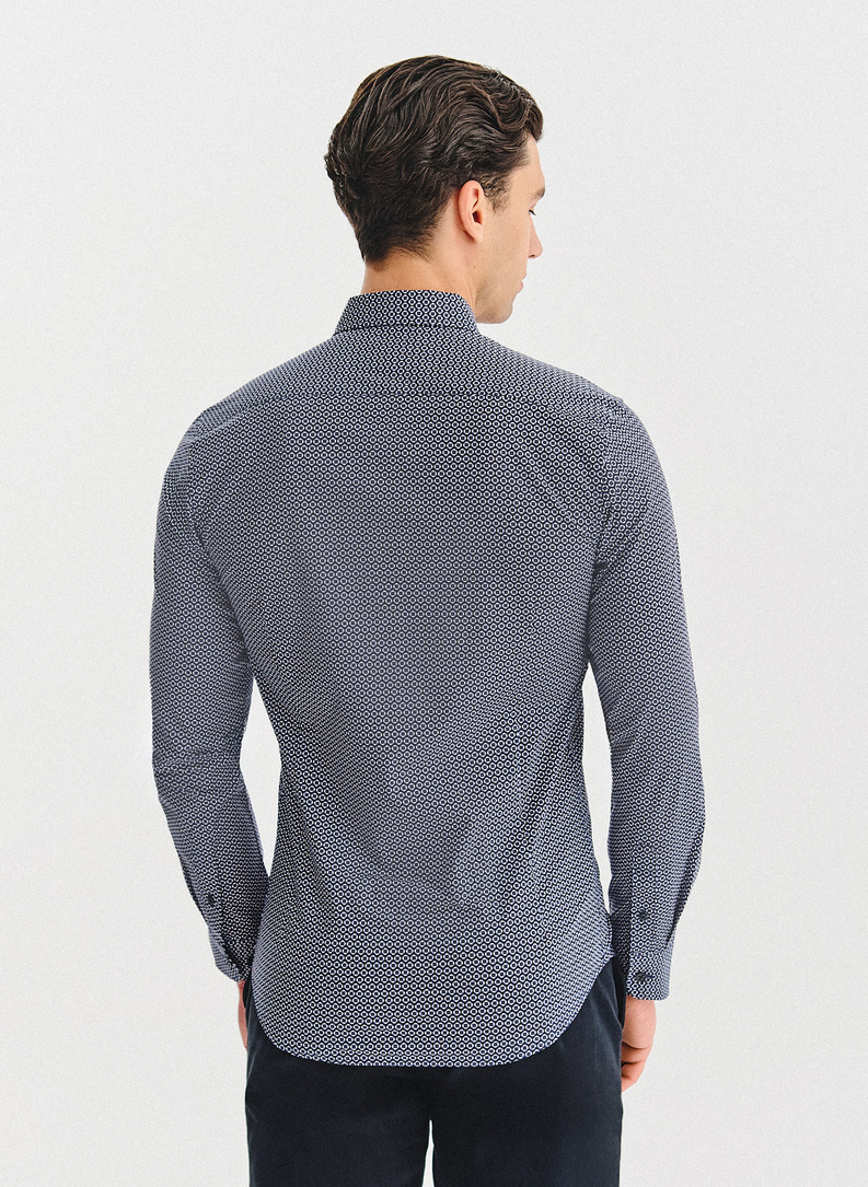 Granatowa koszula w kwiaty