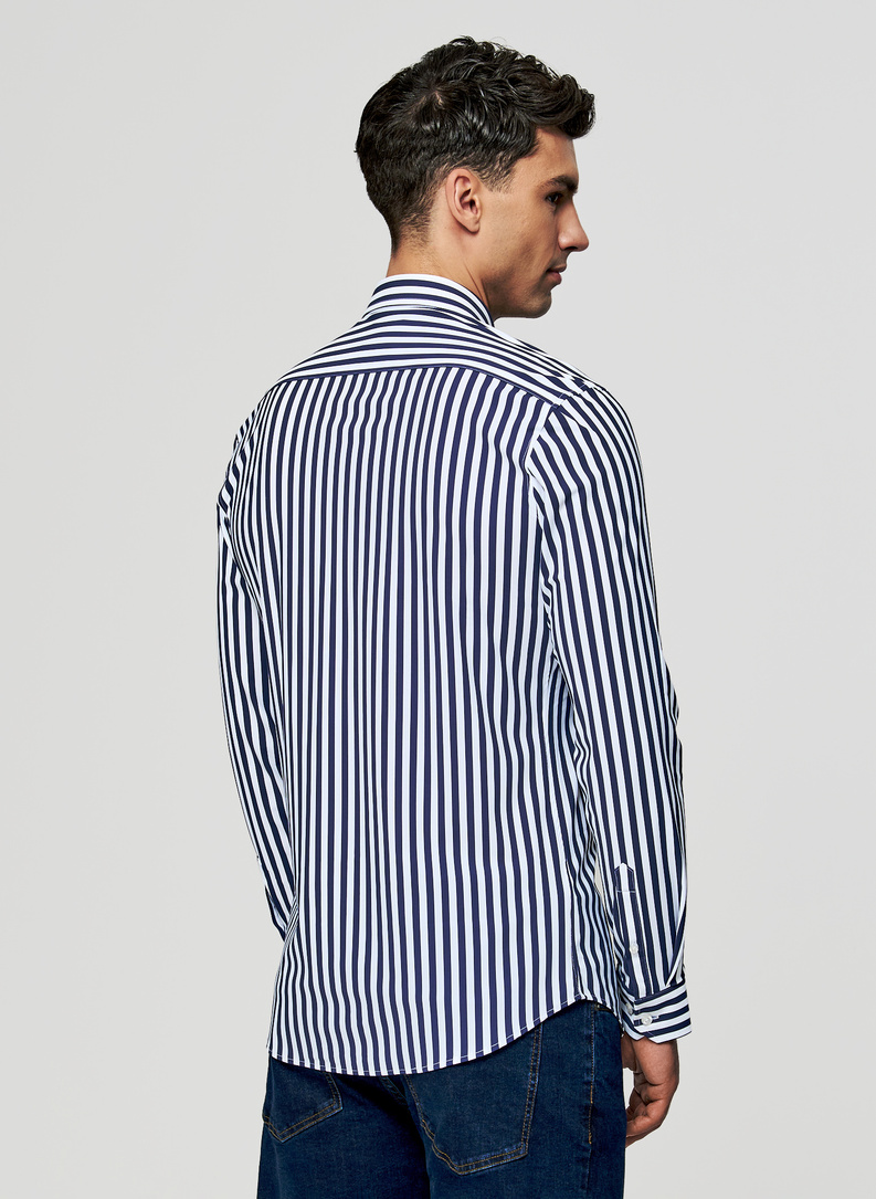 Koszula męska w granatowy prążek