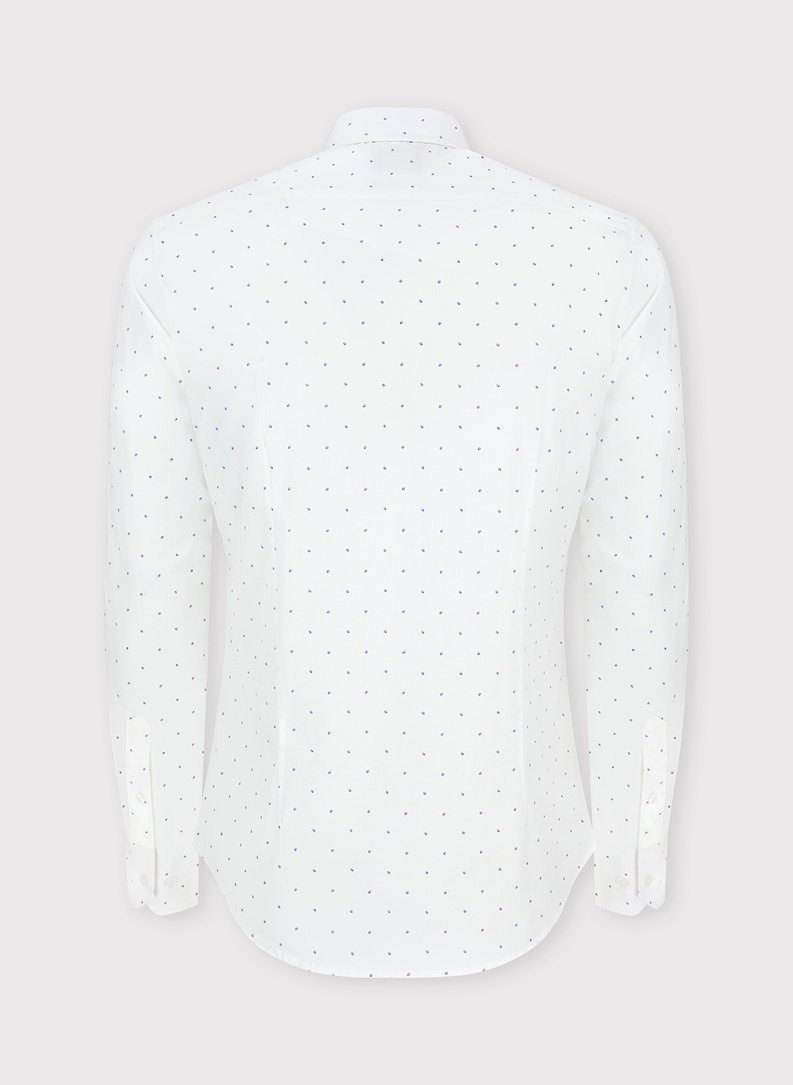 Biała męska koszula w mikrowzór