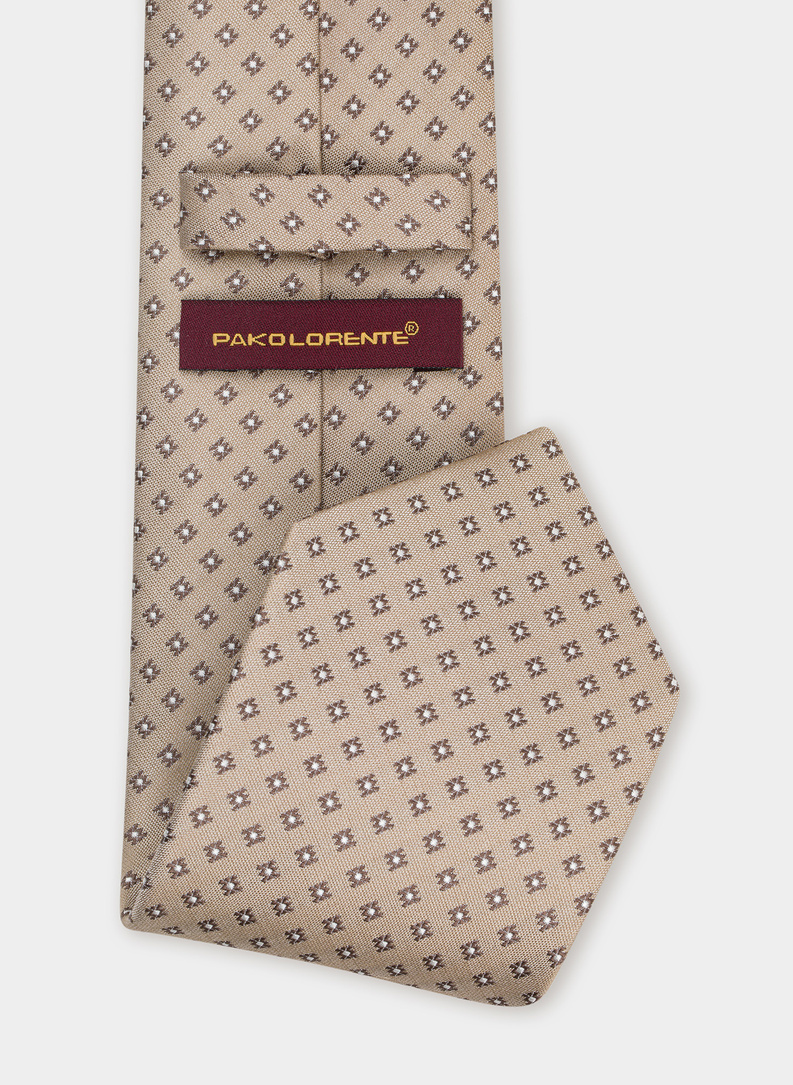 Krawat męski jedwabny beżowy P21WP-KX-254-E
