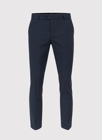 Granatowe spodnie garniturowe w subtelną kratę