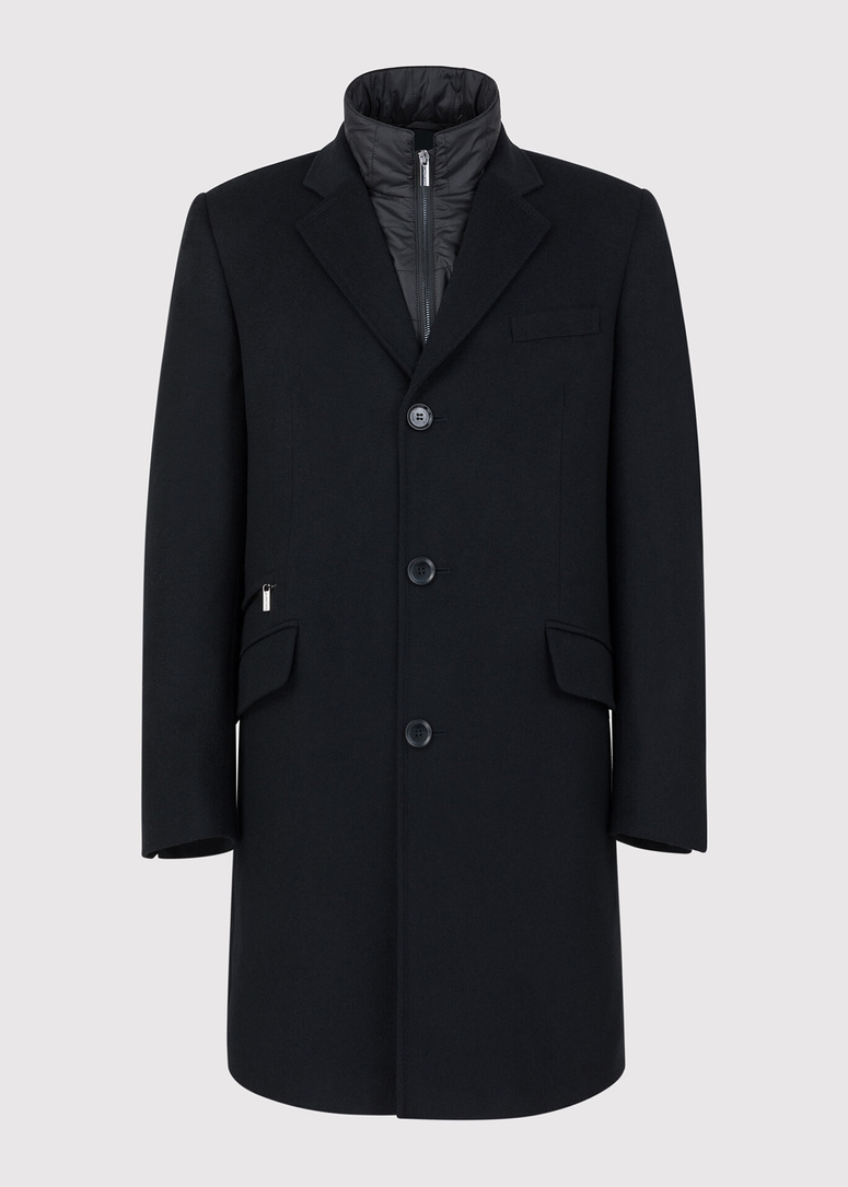 Męski czarny płaszcz z wełną