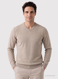 Beżowy sweter v-neck