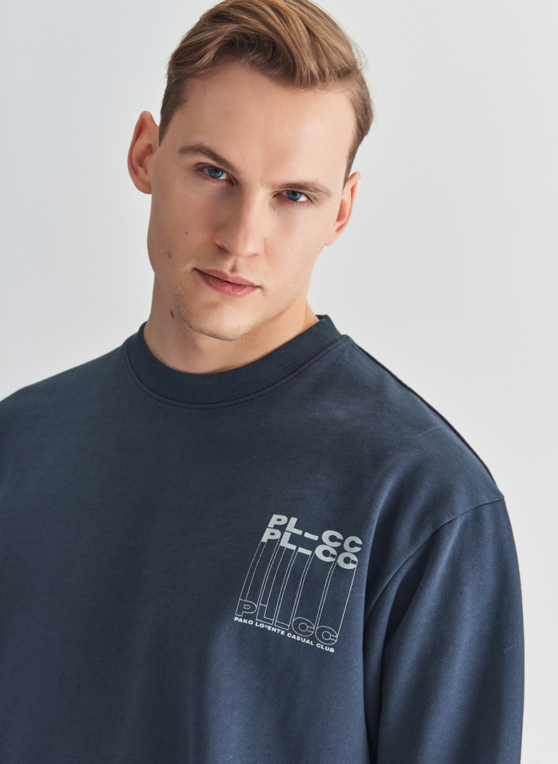 Granatowa bluza oversize z okrągłym dekoltem C22SF-2B-003-G-0