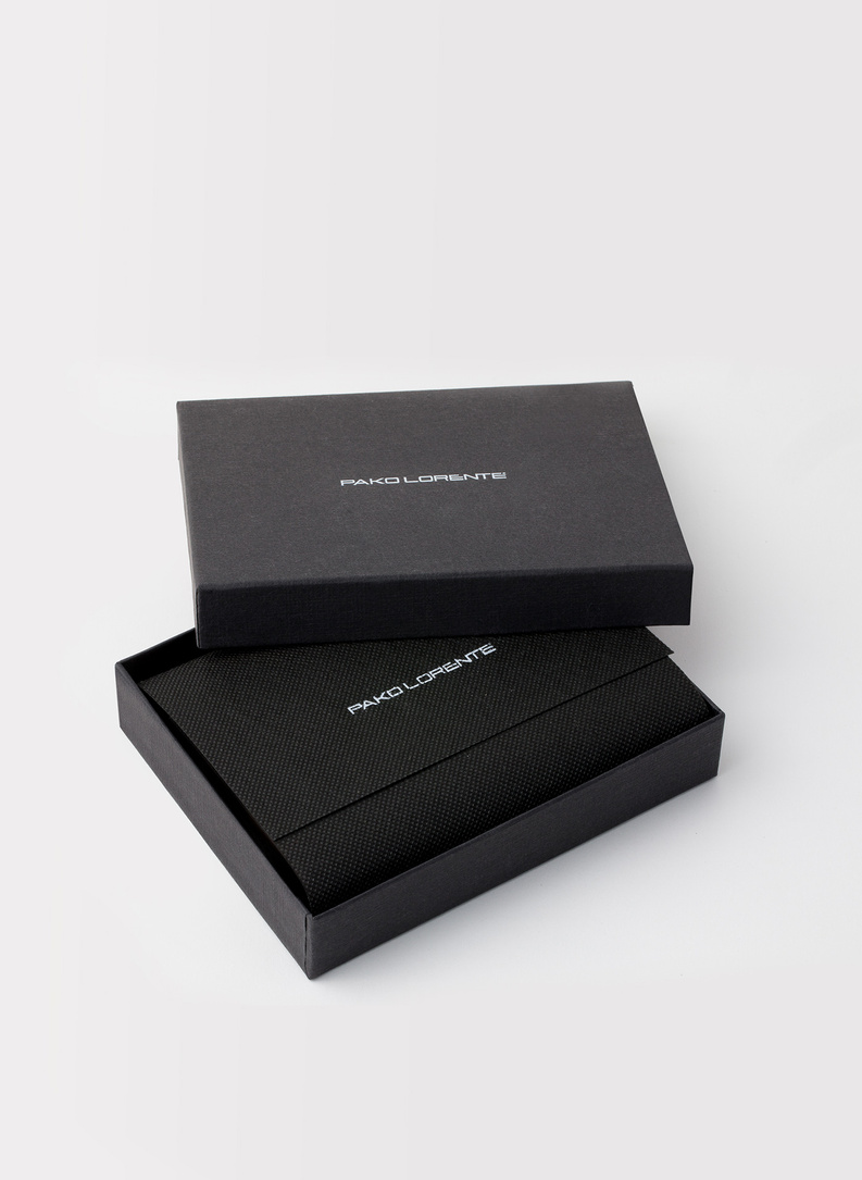 Czarny skórzany portfel męski z klipsem na banknoty 