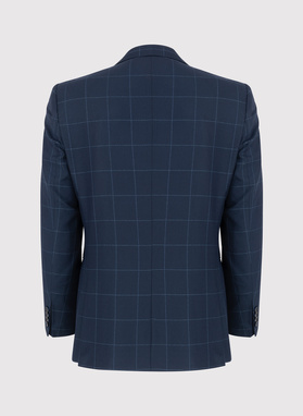 Granatowa marynarka w kratę Windowpane