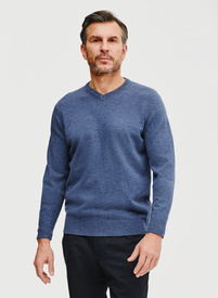 Niebieski męski sweter w serek