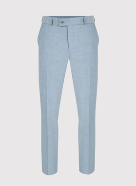 Gładki błękitny garnitur męski z wełny