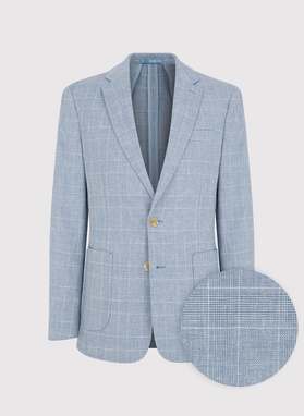 Niebieska marynarka z lnu w kratkę