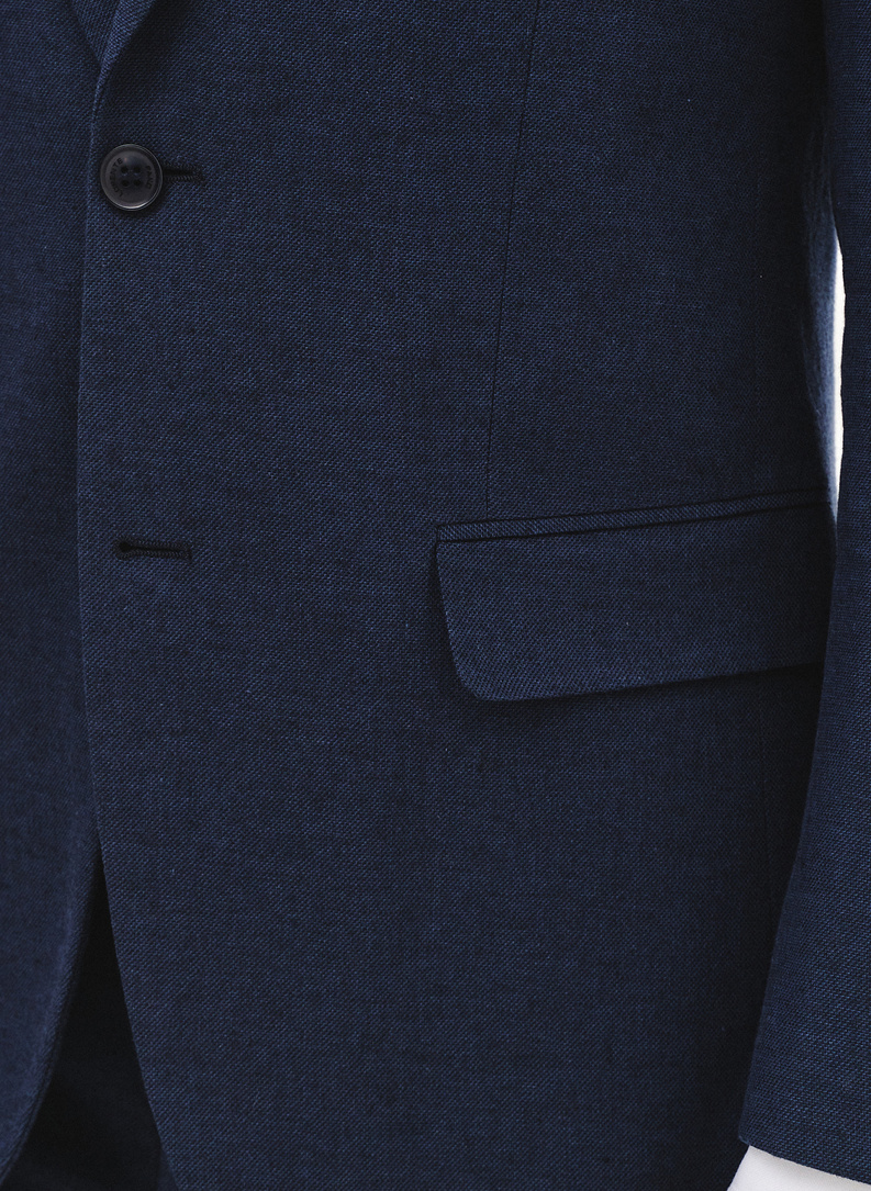 Granatowa marynarka garniturowa z lnem