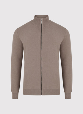 Sweter męski rozpinany w kolorze beżowym