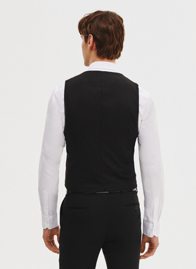 Czarna dwurzędowa kamizelka męska