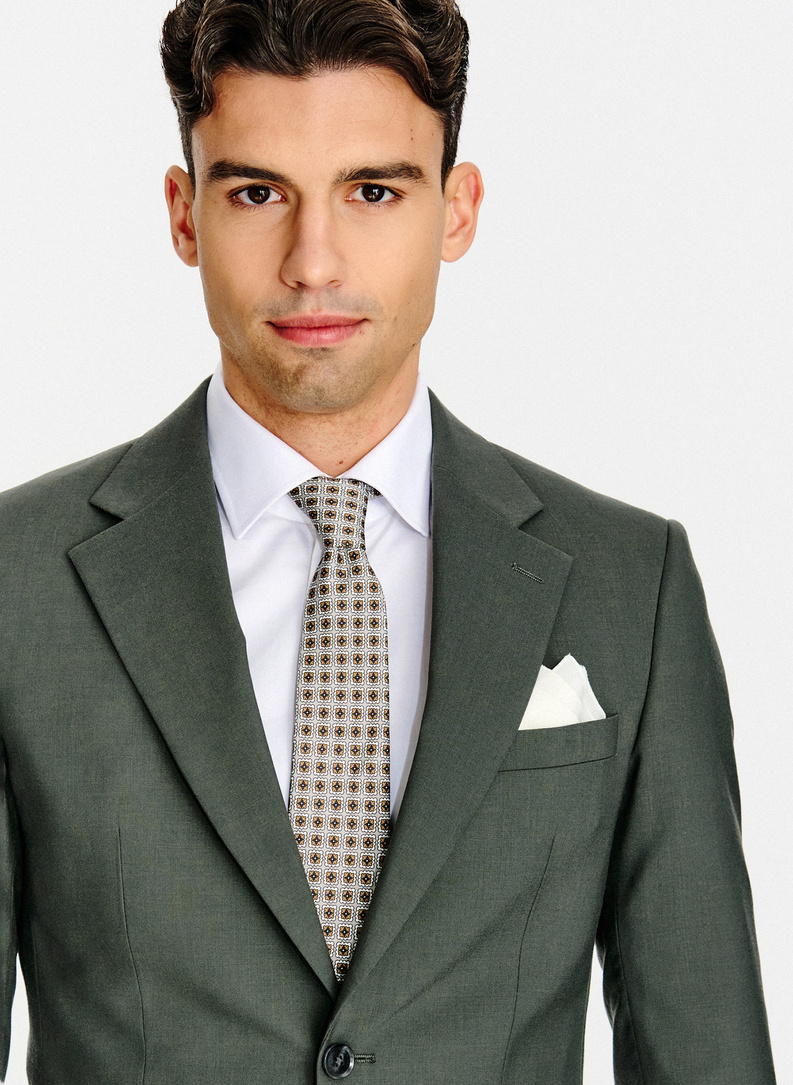 Zielona wełniana marynarka garniturowa