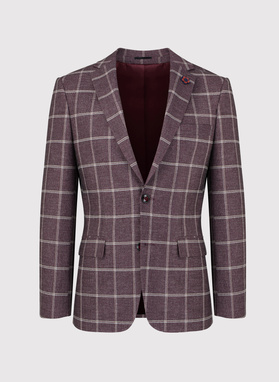 Bordowa marynarka męska w kratę