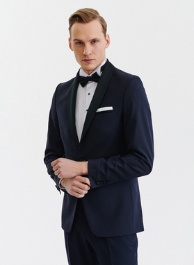 Klasyczny granatowy wełniany smoking