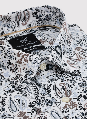 Biała koszula męska we wzór paisley