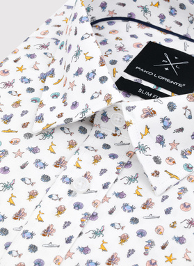 Biała koszula męska we wzór morski