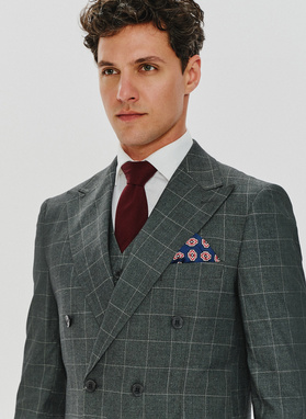 Szara dwurzędowa marynarka w kratę