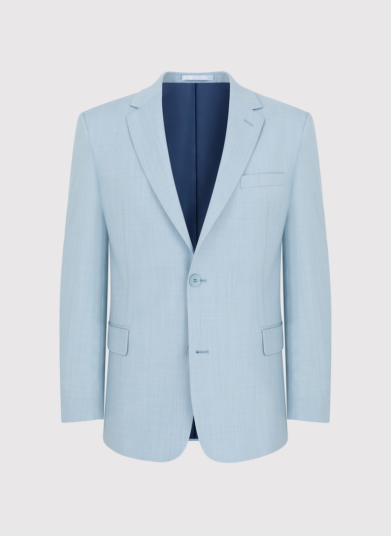 Dwuczęściowy błękitny garnitur męski
