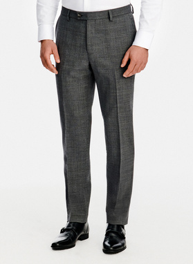 Wełniany szary garnitur w prążek