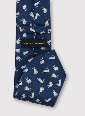Granatowy krawat męski w króliki