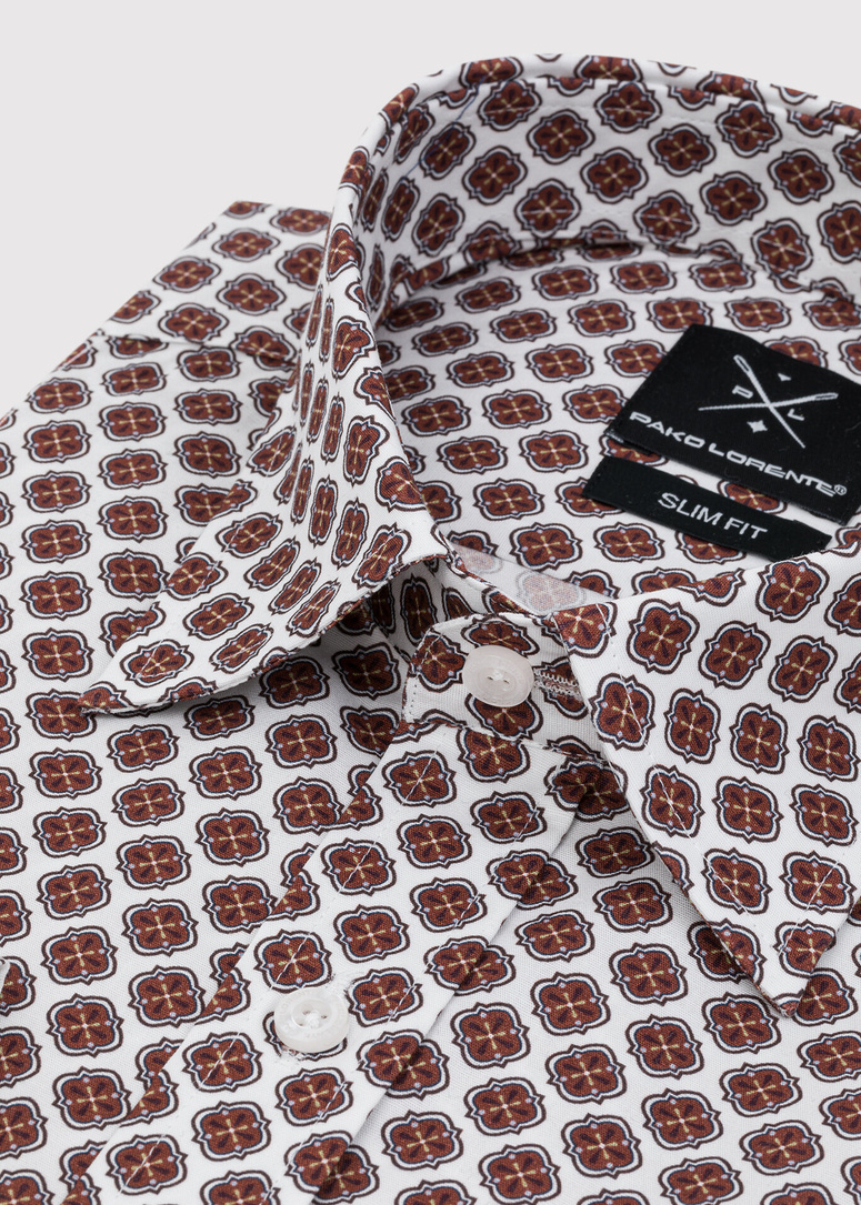 Casualowa koszula męska w brązowy wzór