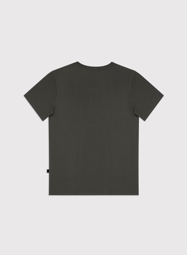 Zielony gładki t-shirt v-neck