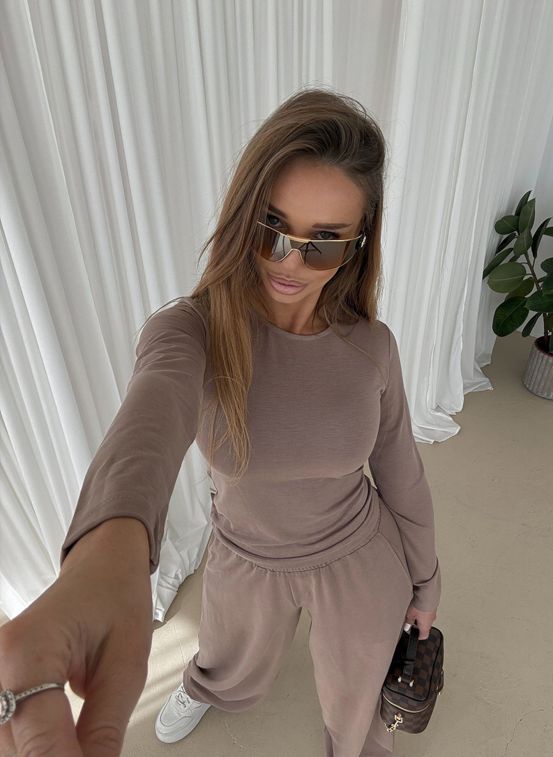 Komplet damski BARI LONG mokka