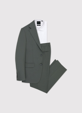 Zielony wełniany garnitur męski