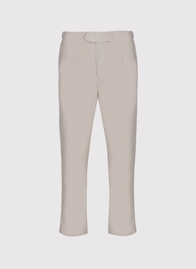 Beżowe spodnie casual z lnem