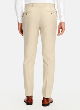 Beżowy wełniany garnitur męski