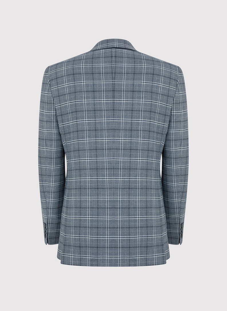 Szara marynarka garniturowa w kratę