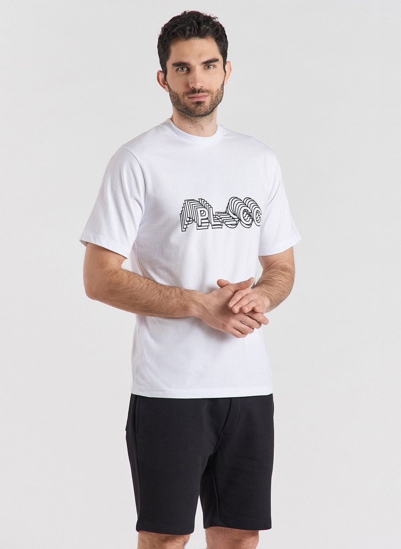 Biały T-shirt z krótkim rękawem oversize C21SF-TX-001-B