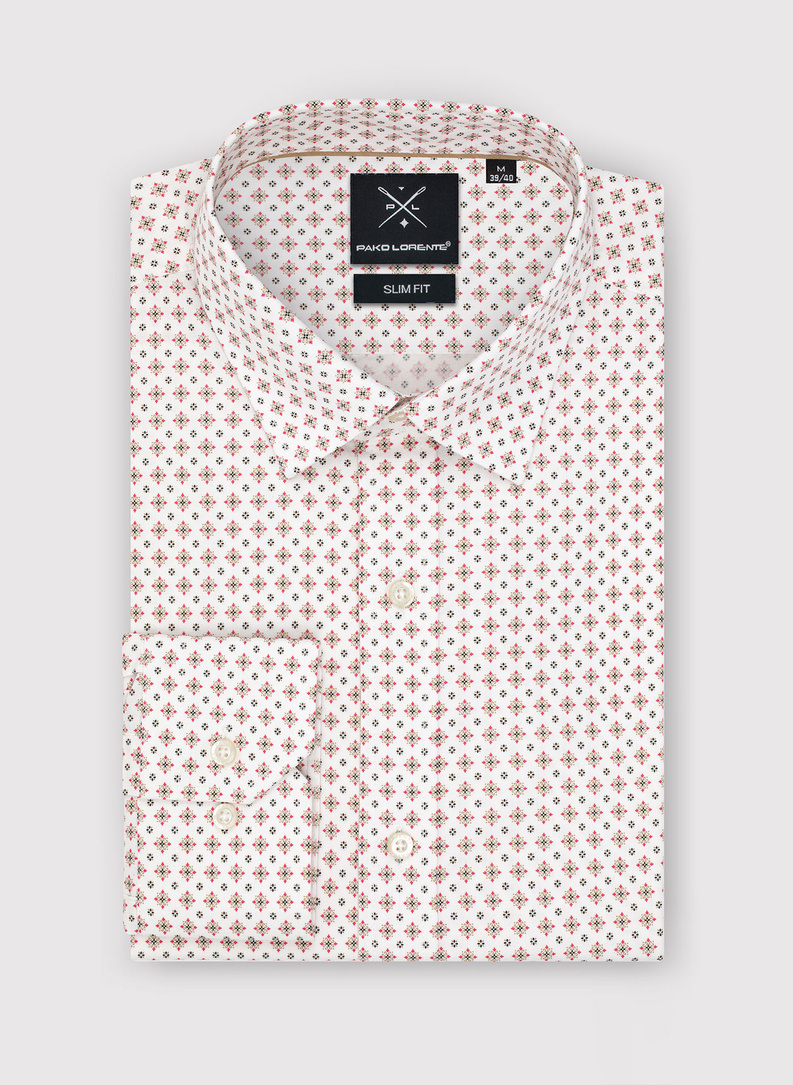 Biała koszula w mikrowzór