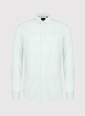 Biała koszula męska w zielony mikrowzór