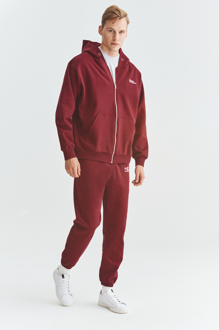 Bluza rozpinana z kapturem bordowa C21WF-2R-003-D