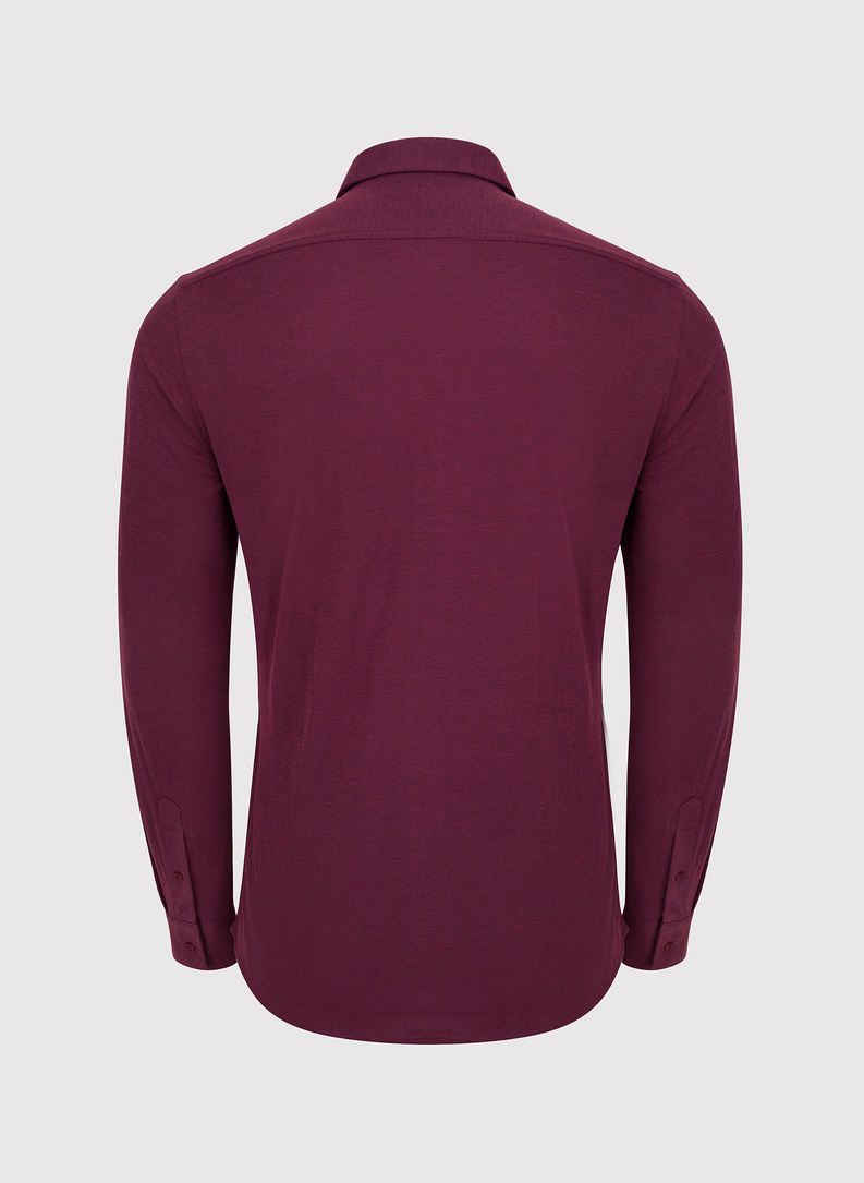 Gładka taliowania koszula w kolorze bordowym