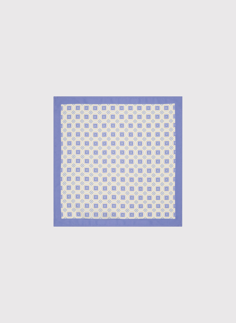 Ecru poszetka męska ze wzorem na całej powierzchni