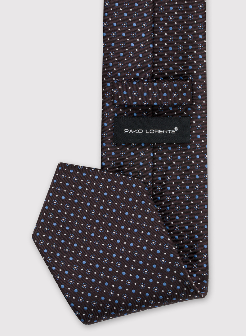 Brązowy krawat męski w mikrowzór