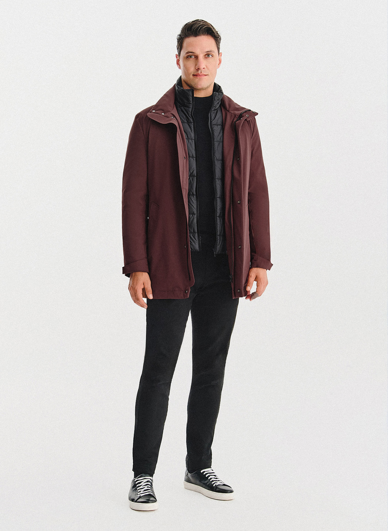 Bordowa kurtka puchowa