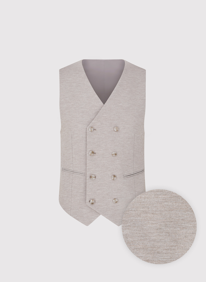 Jasnobrązowa dzianinowa kamizelka męska